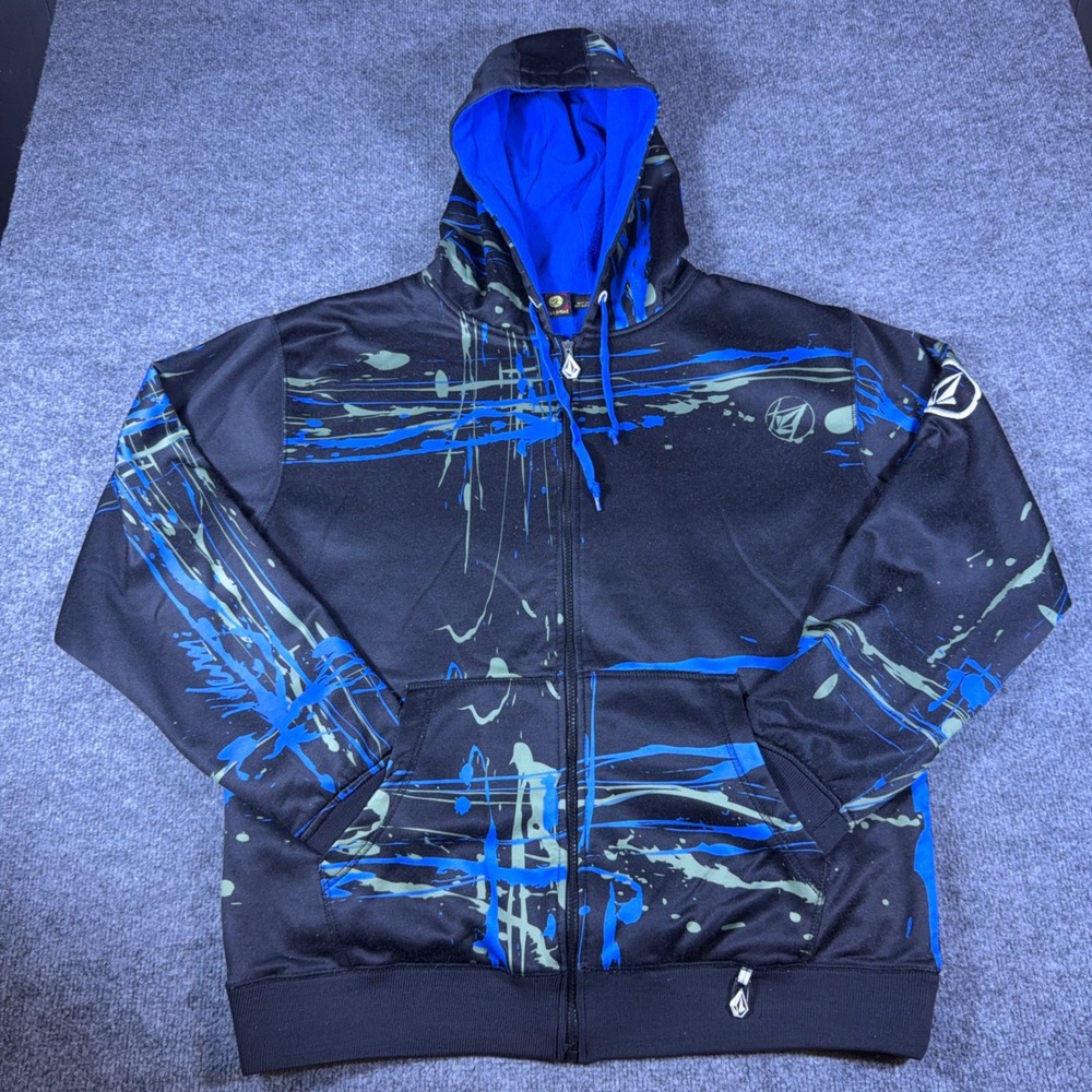 Volcom Mens Splaids Sherpa Hoodie Y2K Paint Splatter Full Zip XL